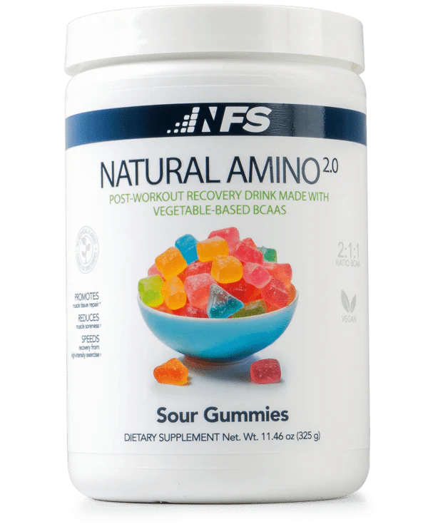NF Sports Natural Amino 2.0 325g vegan BCAA supplement sour gummies flavor