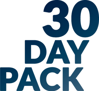Blue text logo showing 30 Day Pack