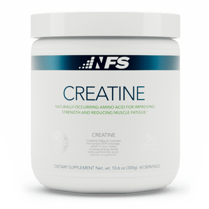 Front view of NF Sports Micronized Creatine 300g jar, micronized creatine supplement