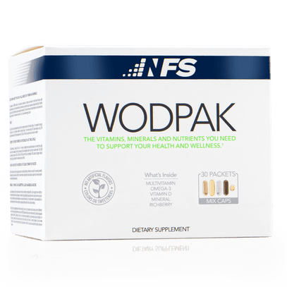 Front view of NF Sports WODPak 5-in-1 supplement providing complete daily nutrition